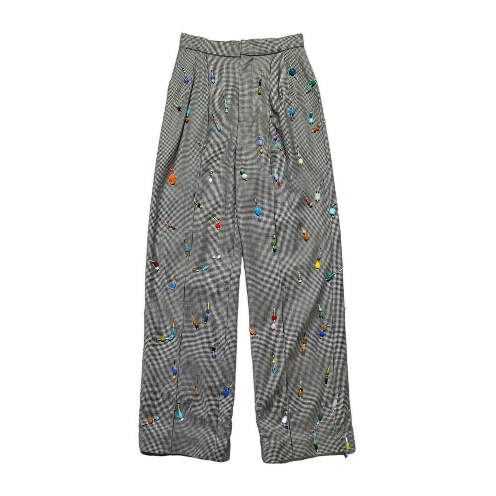 Marshall Columbia $2,200 hand beaded houndstooth trouser